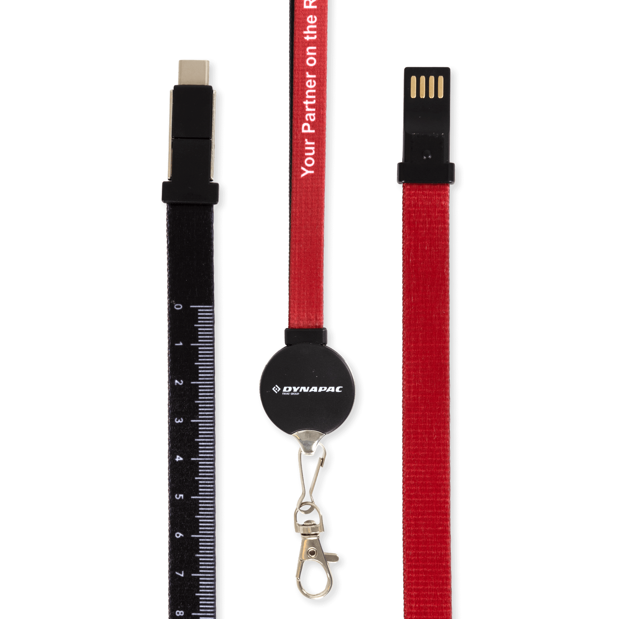 charging lanyard with dynapac logo close up