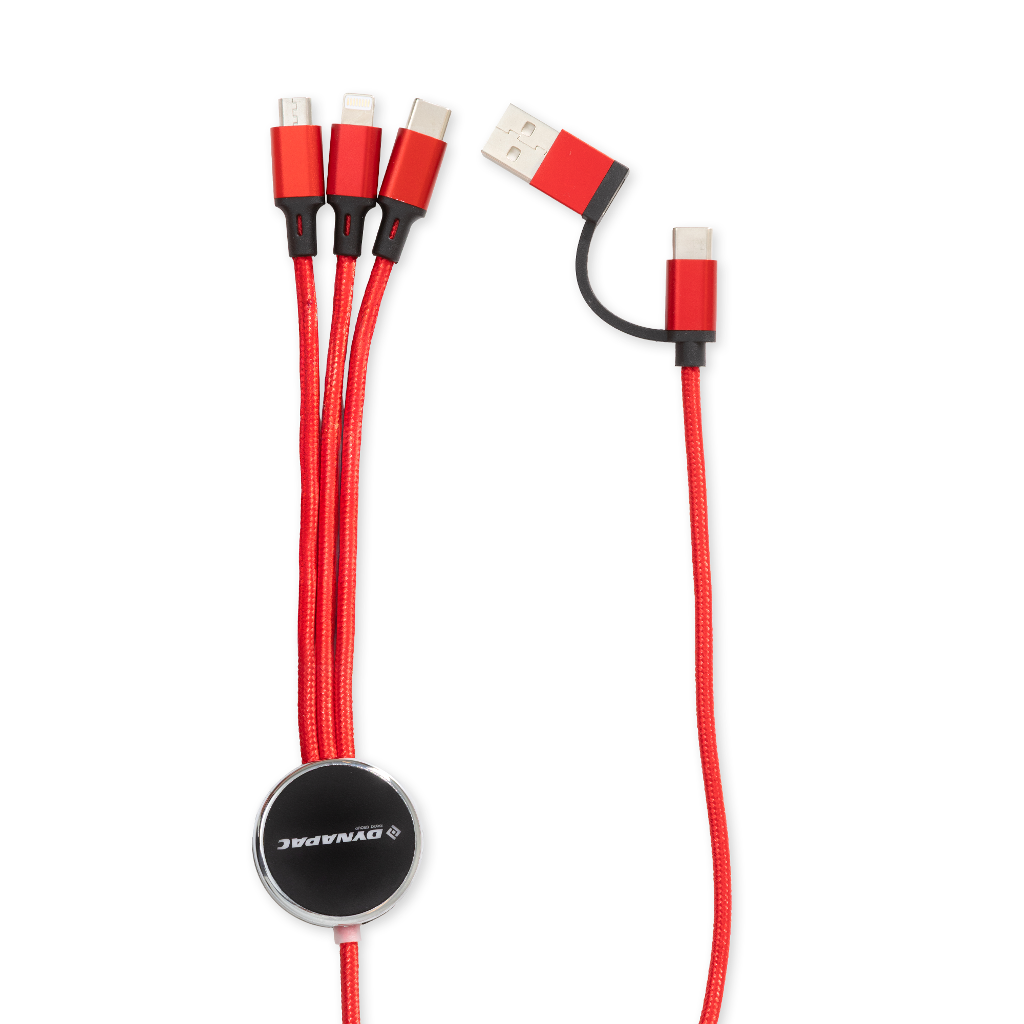 multi charging cable with dynapac logo close up
