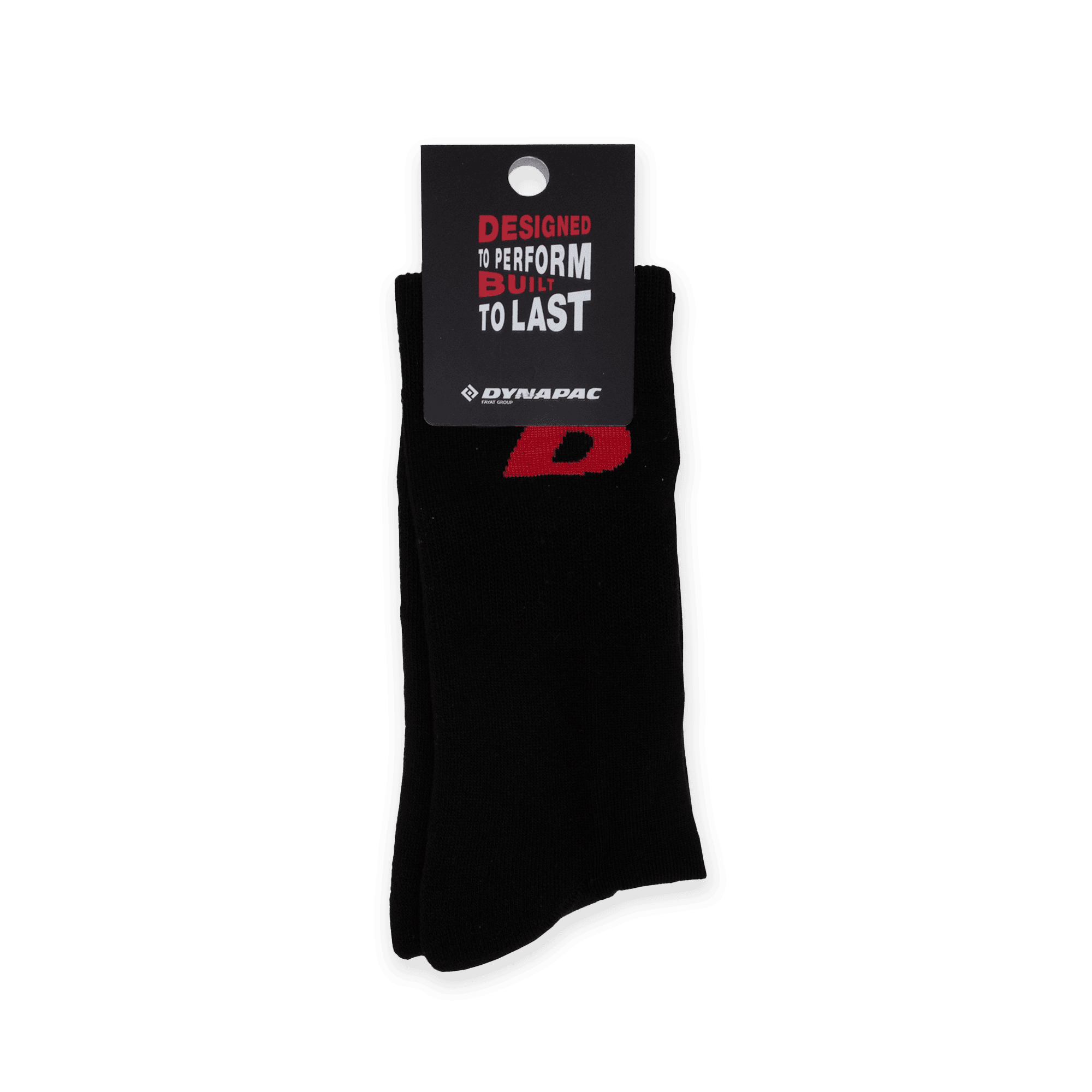 black socks with red dynapac d logo