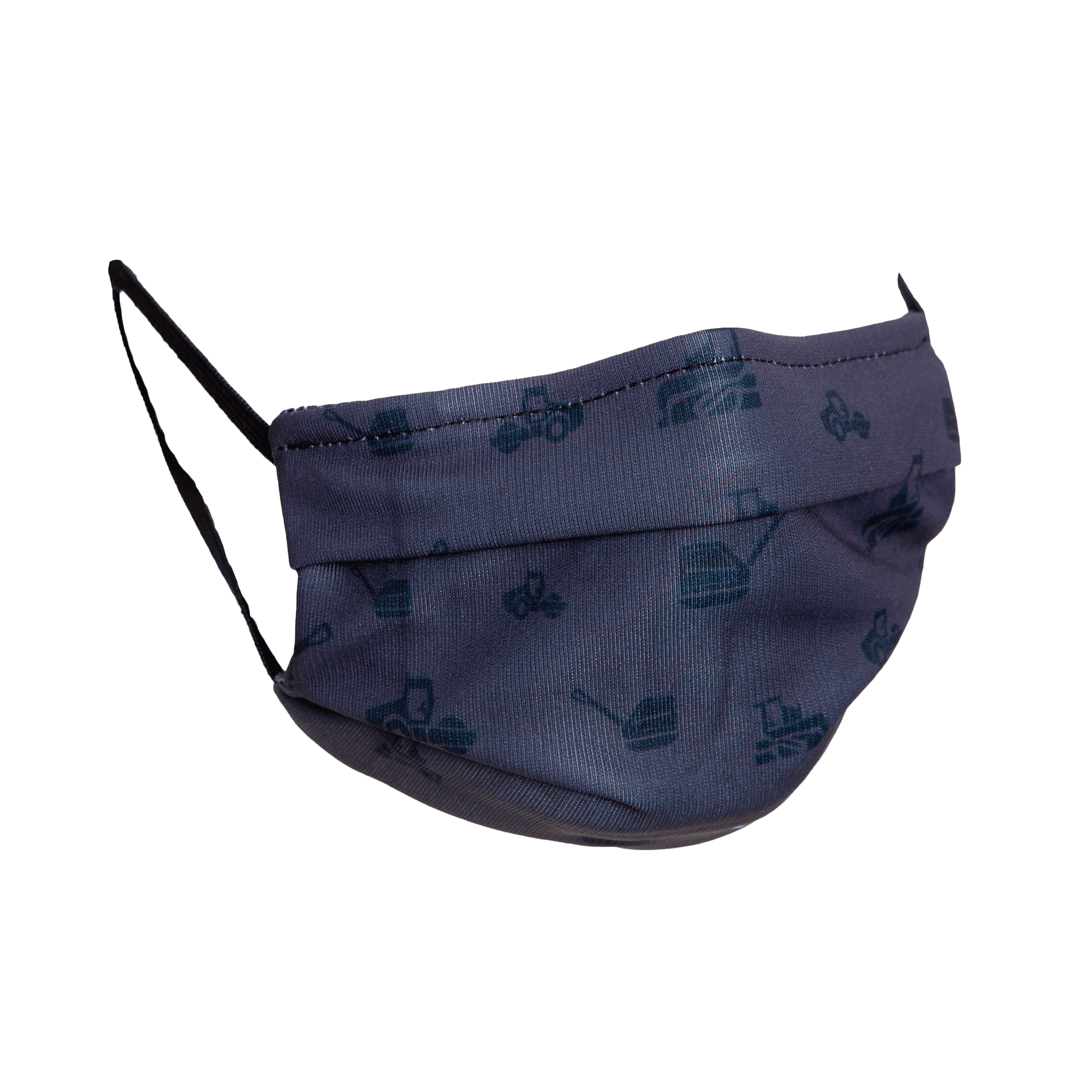 face mask in blue with machine pattern